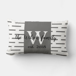Monogramm individuelles Kissen grau und weiß moder