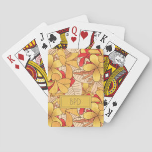 Monogramm individuelles lustiges tropisches Blumen Spielkarten