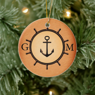 Monogramm individuelles Messing nautisches Steuerr Keramikornament