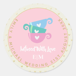 Monogramm INFUSTIERT MIT LIEBE Wedding Baby Shower Runder Aufkleber