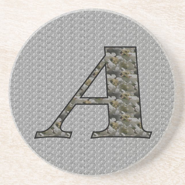 Monogramm Initial A Hydrangea Floral Drink Unterse Getränkeuntersetzer (Vorne)