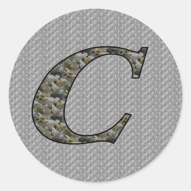 Monogramm Initial C Hydrangea Floral Sticker (Vorderseite)