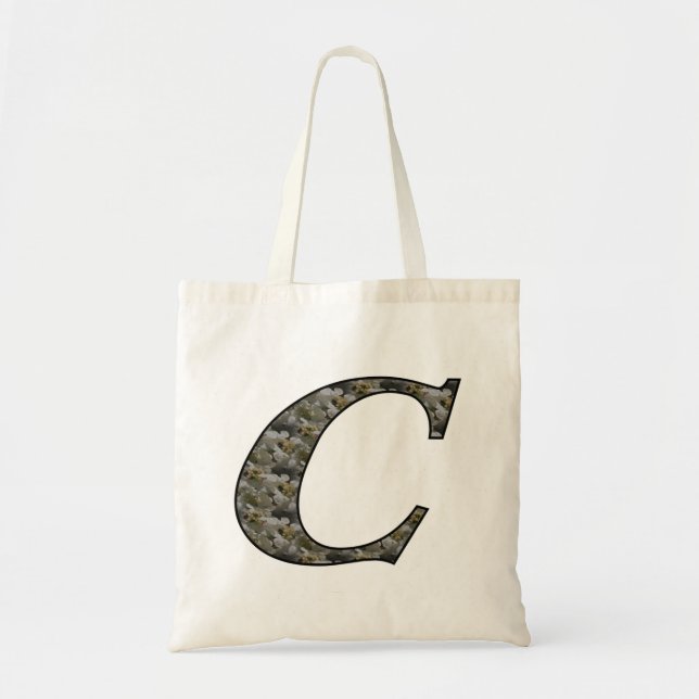 Monogramm Initial C Hydrangea Floral Tote Bag Tragetasche (Vorne)