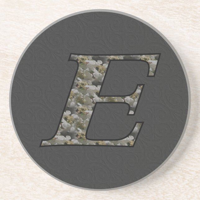 Monogramm Initial E Hydrangea Floral Drink Unterse Getränkeuntersetzer (Vorne)