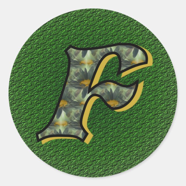 Monogramm Initial F Black Daisies Aufkleber (Vorderseite)