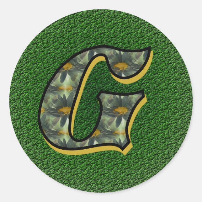 Monogramm Initial G Black Daisies Aufkleber (Vorderseite)