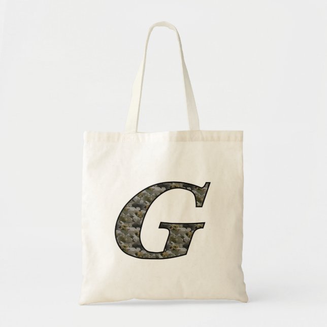 Monogramm Initial G Hydrangea Floral Tote Bag Tragetasche (Vorne)