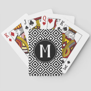 Monogramm Initial Geometrisches Schwarz-Weiß-Muste Spielkarten