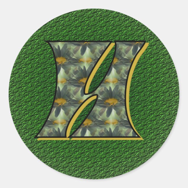 Monogramm Initial H Black Daisies Sticker (Vorderseite)