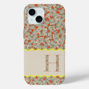 MONOGRAMM INITIAL H GRÜNE UND ROTE KLEINE BLUME Case-Mate iPhone HÜLLE