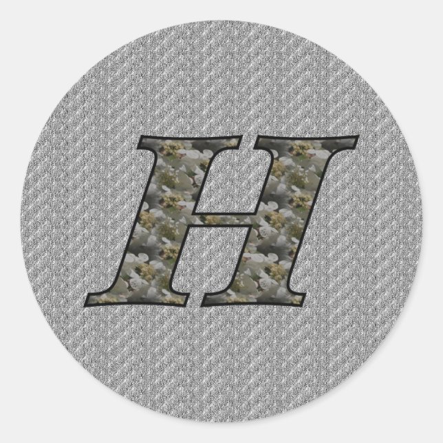Monogramm Initial H Hydrangea Floral Sticker (Vorderseite)