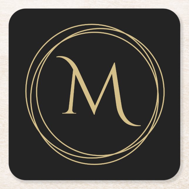 Monogramm Initial in Circles Rechteckiger Pappuntersetzer (Vorderseite)