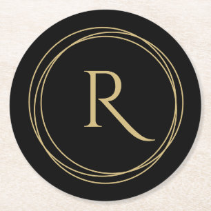 Monogramm Initial in Circles Runder Pappuntersetzer