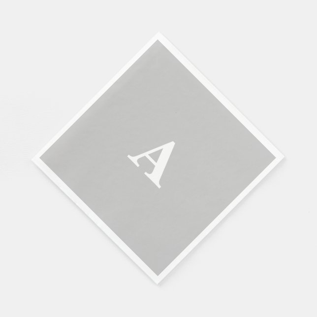 Monogramm Initial Individuelle Name Grau Weiß Nied Serviette (Ecke)