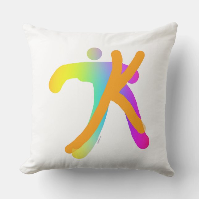 Monogramm Initial-K-Regenbogen Kissen (Vorderseite)