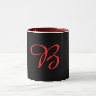 Monogramm Initial Kursiv B Marineblau Innen Schwar Tasse