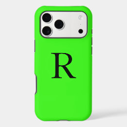 Monogramm Initial Neon Green Solid Color Cool