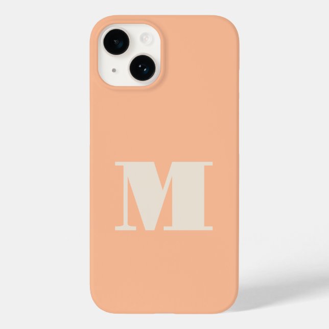 Monogramm Initial Peach Modern Case-Mate iPhone 14 Hülle (Rückseite)