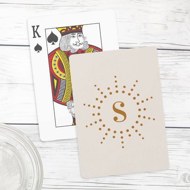 Monogramm Initial Radial Sunburst Neutral Elfenbei Spielkarten (Monogram initial radial sunburst neutral ivory poker cards)