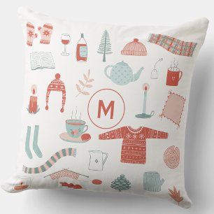 Monogramm Initial Retro Skandinavisch Hygge Kissen