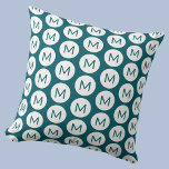 Monogramm Initial Spot Muster Personalisiert Aquam Kissen<br><div class="desc">Ein aquamarines,  einfarbiges,  modernes,  personalisiertes Monogramm-Anfangspunktmuster für den Pollka-Punkt. Ideal als einmaliges Geschenk für jemanden,  der etwas Besonderes ist,  oder für die Leckerei selbst.</div>
