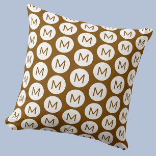 Monogramm Initial Spot Muster Personalisiert braun Kissen