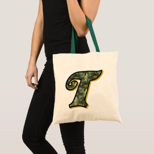 Monogramm Initial T Black Daisies Tote Bag Tragetasche