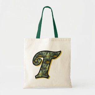 Monogramm Initial T Black Daisies Tote Bag Tragetasche