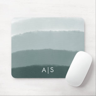 Monogramm Initial Wasserfarbe Limed Spruce Ombre Mousepad