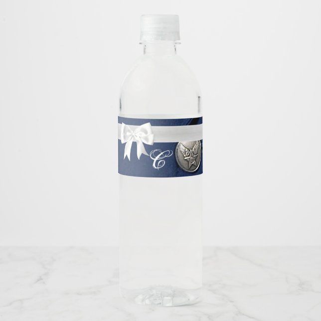 Monogramm Initial Water Flasche Label AirForce Dre (Vorderseite)