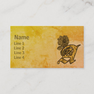 Monogramm Initiale A Elegante Gold-Pfingstrose-Blu Visitenkarte
