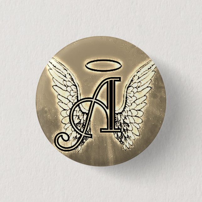 Monogramm-Initiale A, Engel Wings Gold Button (Vorderseite)