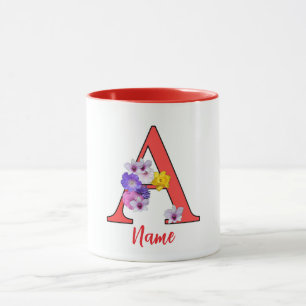 Monogramm Initiale A Floral Tasse