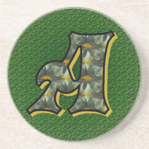 Monogramm Initiale A Gänseblümchen Florale Kunst Sandstein Untersetzer