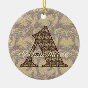 Monogramm Initiale A Vintage Blumen Personalisiert Keramik Ornament