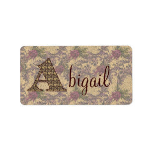 Monogramm Initiale A Vintage-Blumenmuster personal Adressaufkleber