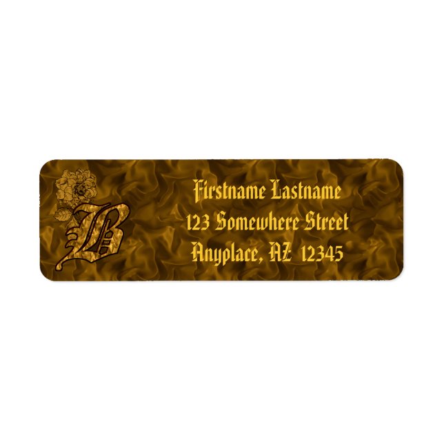 Monogramm Initiale B Gold Pfingstrose Rücksendeadr (Vorne)