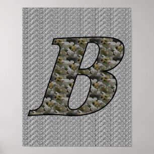 Monogramm Initiale B Hortensienblüten Poster