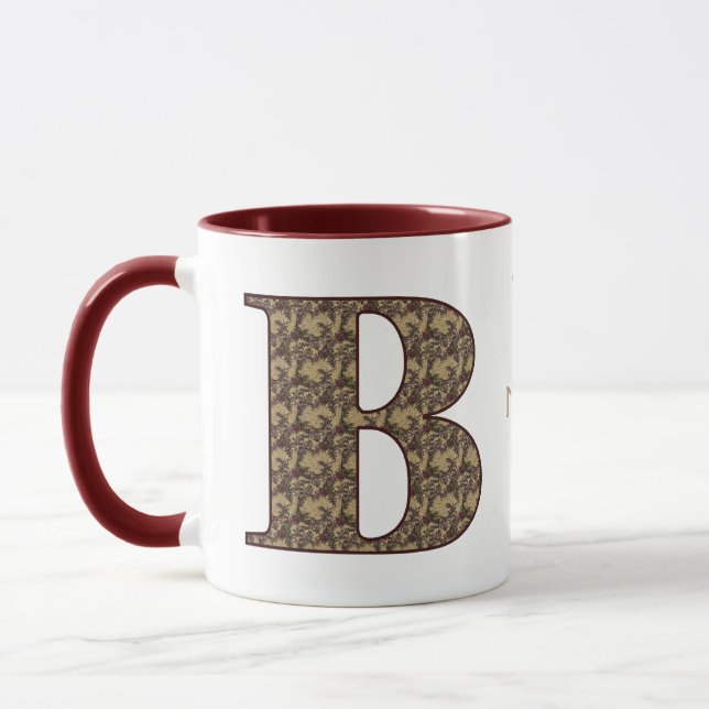 Monogramm Initiale B Vintage Blumen Personalisiert Tasse (Links)