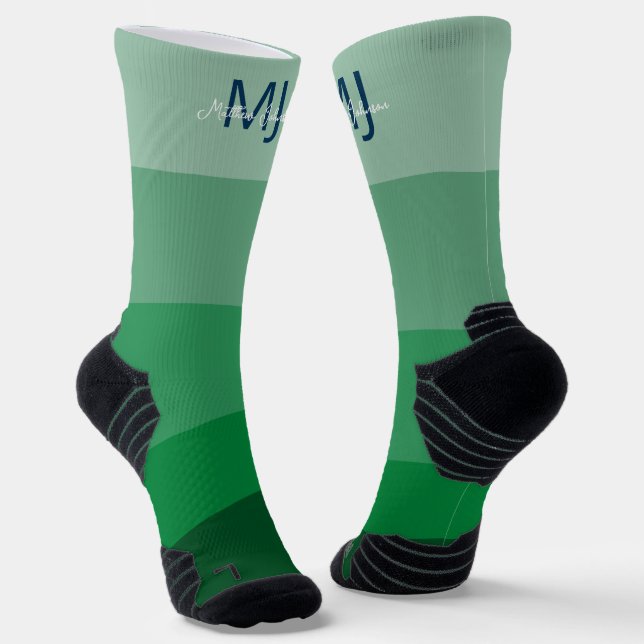 MONOGRAMM-INITIALE BEZEICHNEN GRÜNES GRADIENT LINE SOCKEN (Gewinkelt)