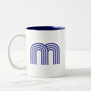 Monogramm Initiale Blau Modern Einfach Zweifarbige Tasse