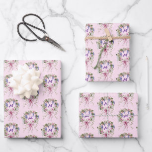 Monogramm Initiale Blumenmuster Geschenkpapier Set