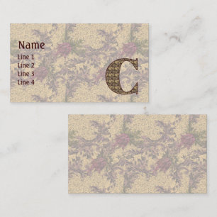 Monogramm Initiale C Elegant Vintage Blumenmuster Visitenkarte