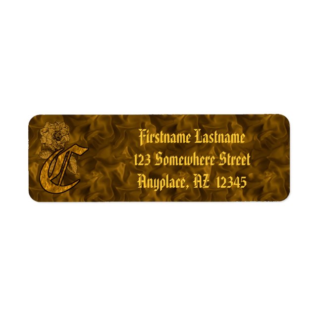 Monogramm Initiale C Gold Pfingstrose Rücksendeadr (Vorne)