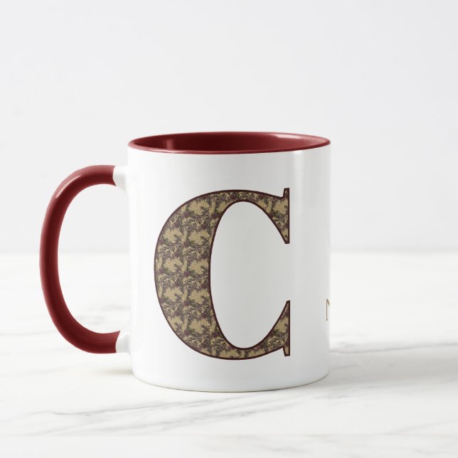 Monogramm Initiale C Vintage Blumen Personalisiert Tasse (Links)