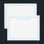 Monogramm Initiale Casual Himmelblauer Rand Briefp Mitteilungskarte<br><div class="desc">Dieses Design verfügt über einen dünnen doppelten Rahmen mit Platz für ein Monogramm und einen Namen und ein passendes Rückendesign. Klicken Sie auf die Schaltfläche "Anpassen", wenn Sie die Designelemente anpassen und/oder den Text weiter ändern möchten! Variationen dieses Designs, zusätzliche Farben sowie passende Produkte sind in unserem Shop erhältlich: zazzle.com/store/doodlelulu....</div>