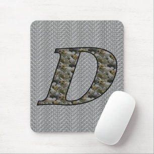 Monogramm Initiale D Hortensienblüten Mousepad