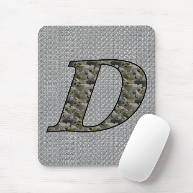 Monogramm Initiale D Hortensienblüten Mousepad (Mit Mouse)