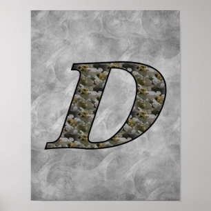 Monogramm Initiale D Hortensienblüten Poster