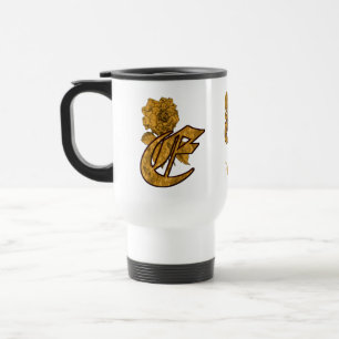 Monogramm Initiale E Elegantes Gold Pfingstrose Pe Reisebecher